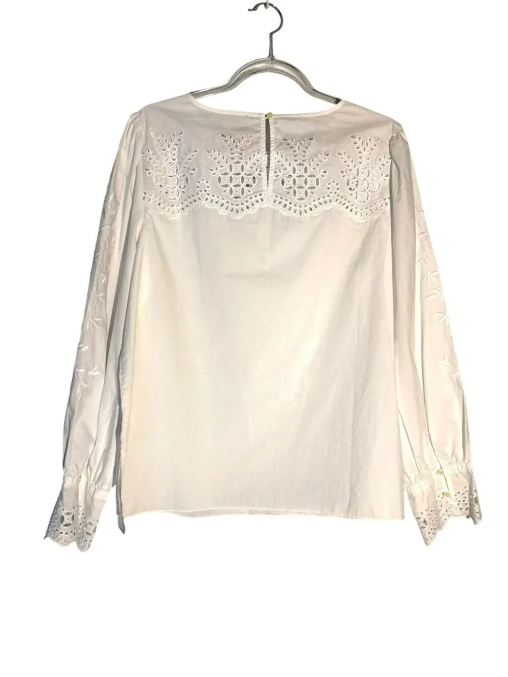 NWT La Vie Rebecca Taylor Embroidered Eyelet Cotton Poplin Blouse Size XL - Picture 2 of 8